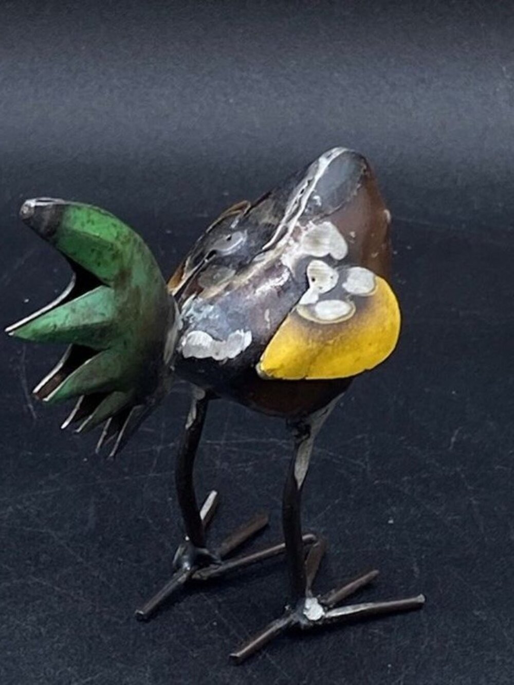 Recycled Metal Mini Bird Sculpture 3.5” Tall Multicolor Welded Rustic - Picture 6 of 8